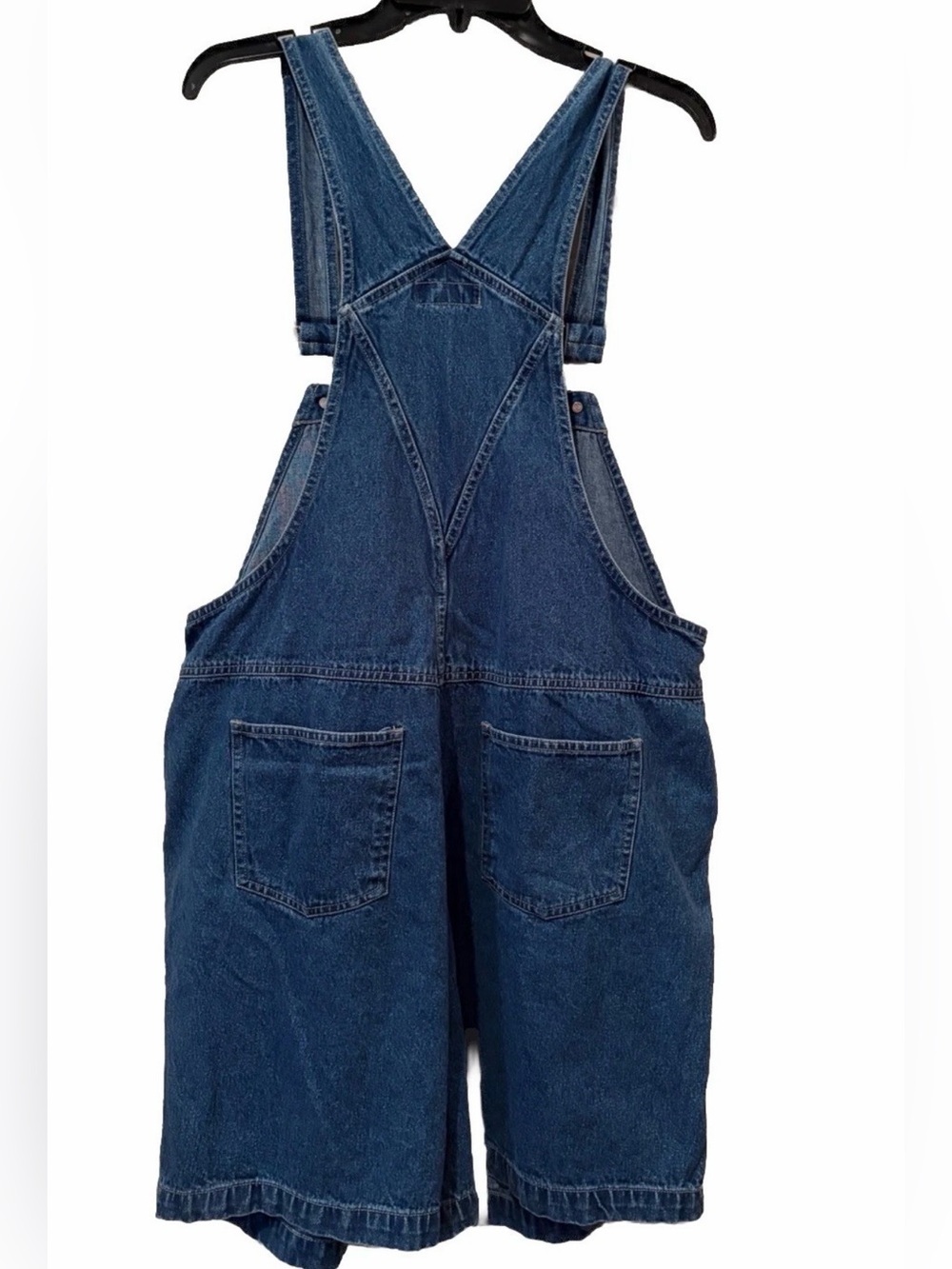 In Due Time Maternity Denim Short Overalls Size Medium Dark Blue - Picture 4 of 7